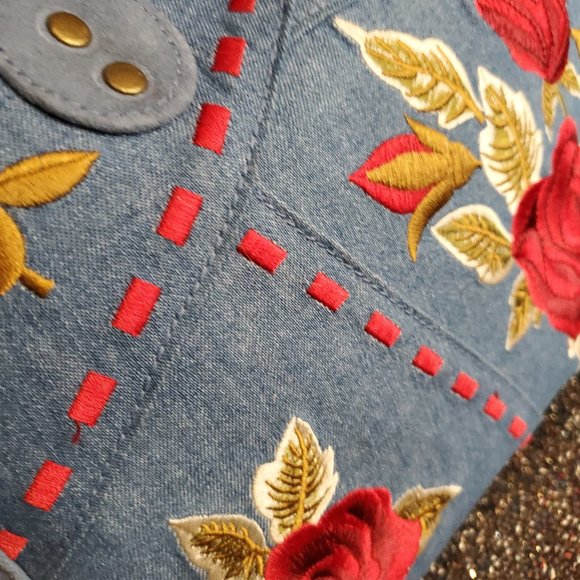 NWT Vintage Diane Gilman Blue Suede Rose Bag Purse - Picture 8 of 8